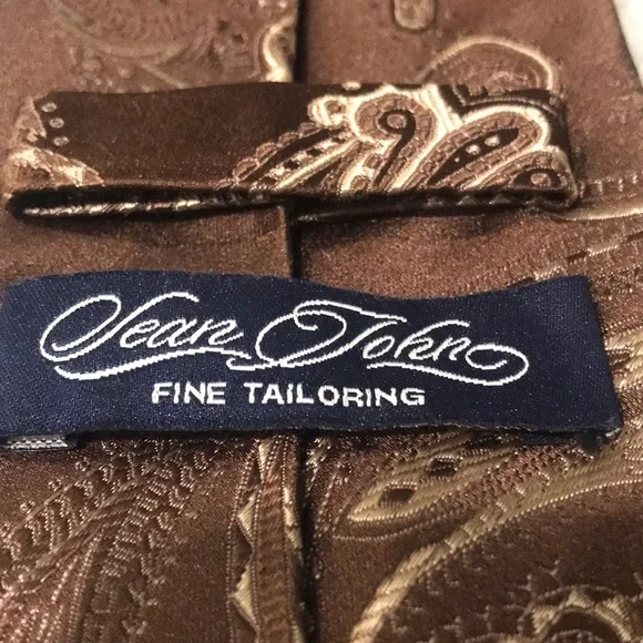 Sean John Paisley Silk Tie Mens Necktie Brown Handmade Festival Hipster Preppy - Picture 3 of 6